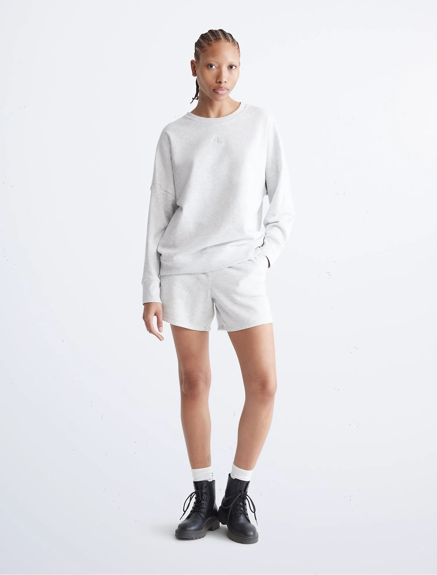 Calvin Klein Oversized Fit Monogram Logo Crewneck Sweatshirt - Women