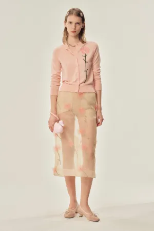Carnation Organza Pencil Skirt