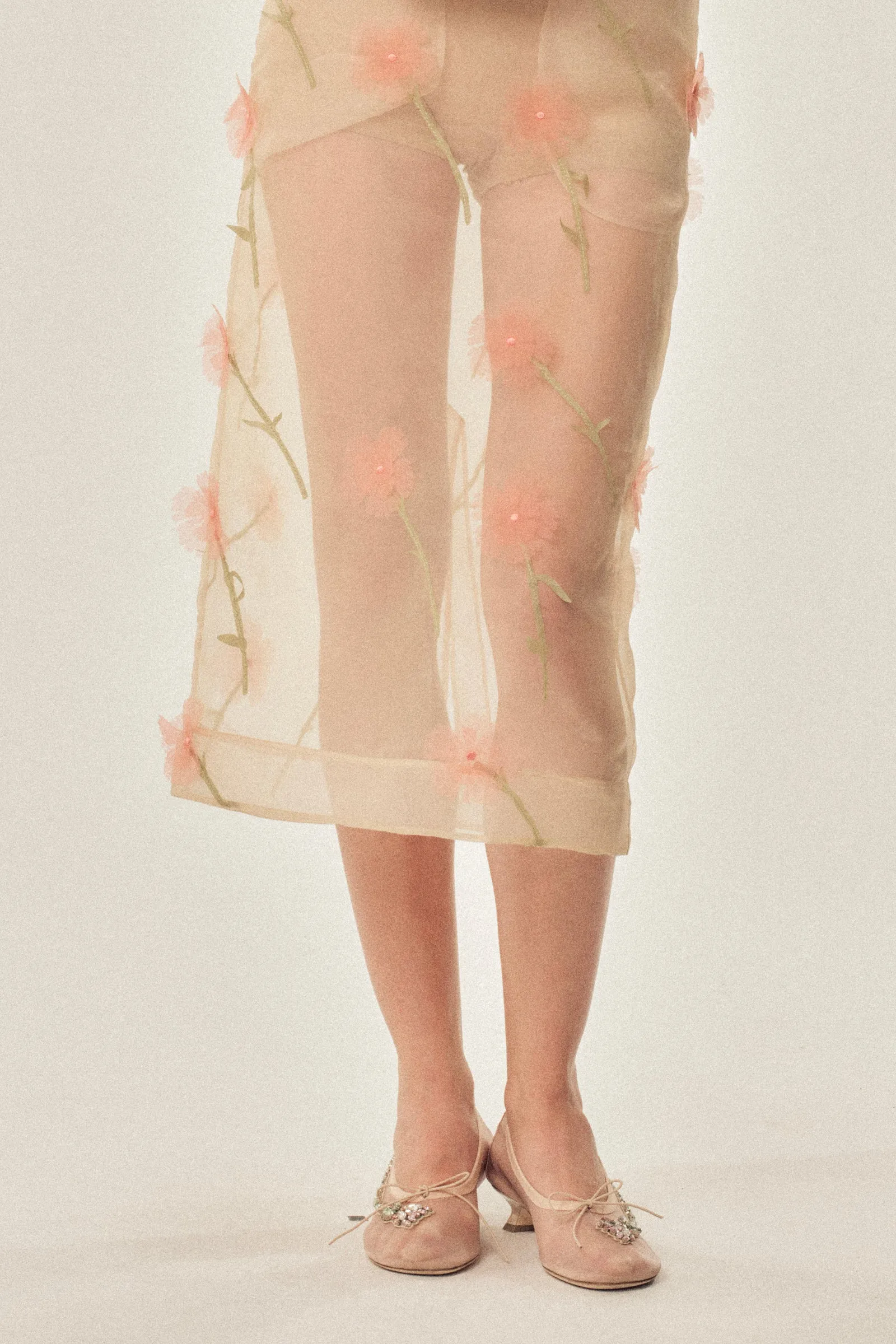 Carnation Organza Pencil Skirt
