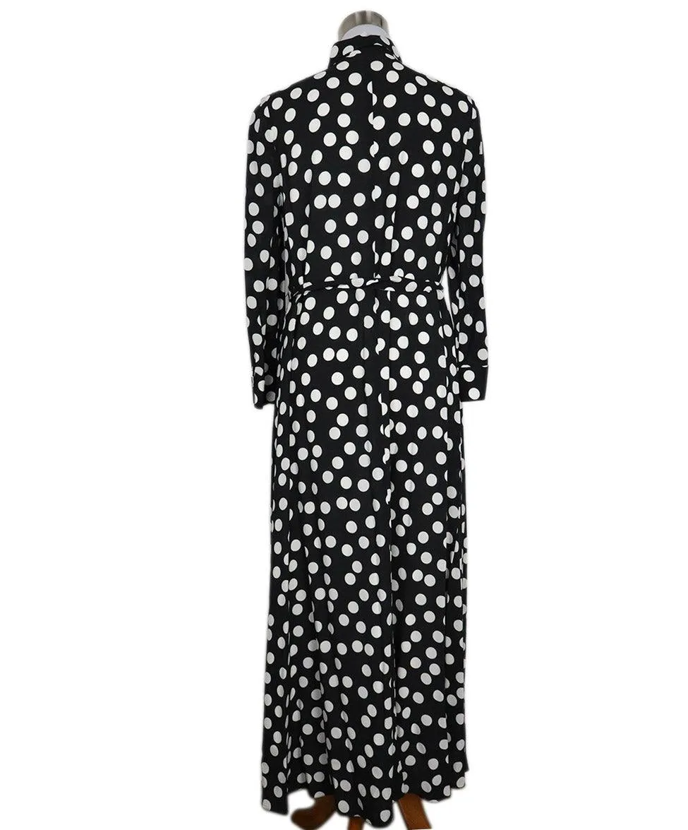 Carolina Herrera B&W Polka Dot Print Silk Dress sz 6