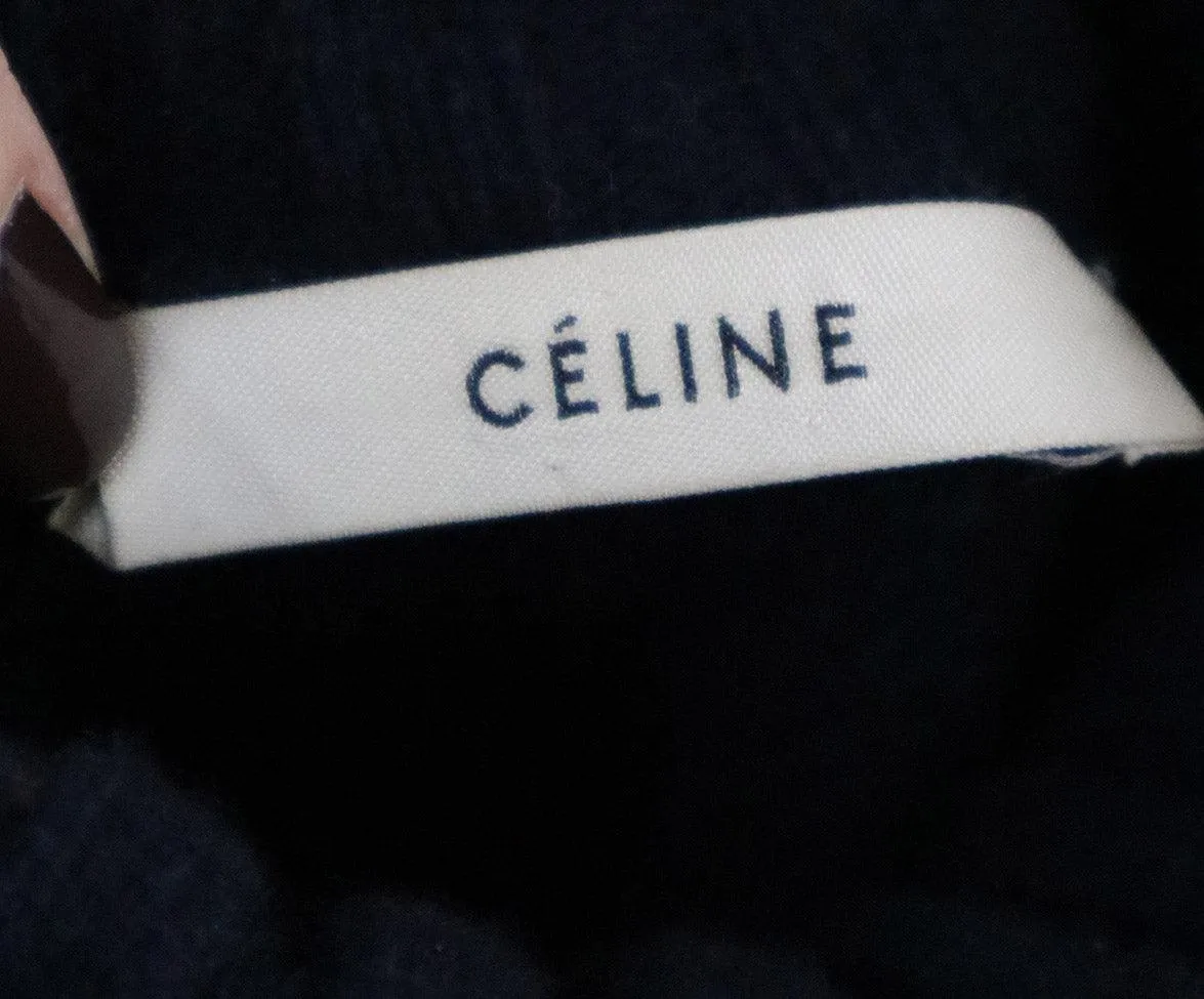 Celine Navy Cashmere & Brown Mink Sweater sz 2