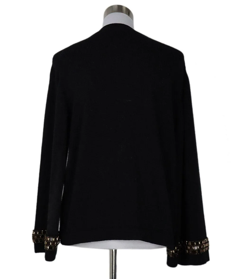Chanel Black Cashmere Beaded Cardigan sz 10