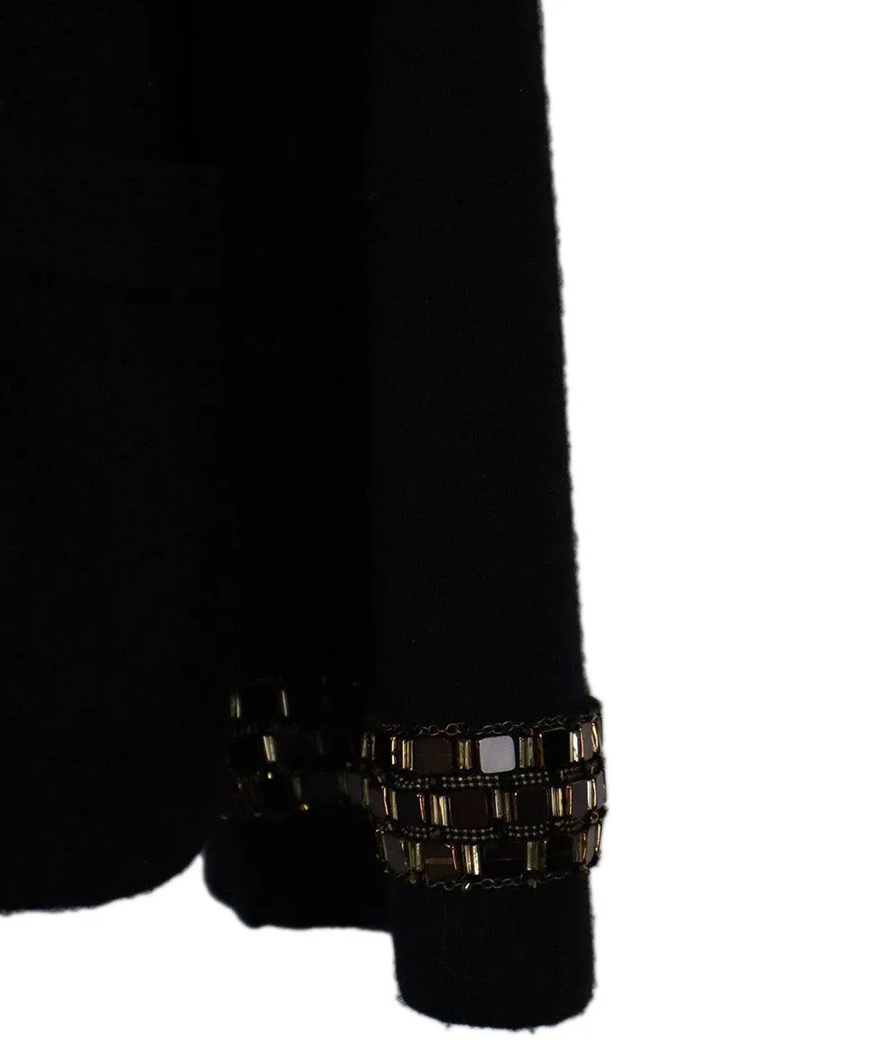 Chanel Black Cashmere Beaded Cardigan sz 10