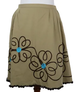 Cheap And Chic Khaki Cotton Beaded Skirt sz 8