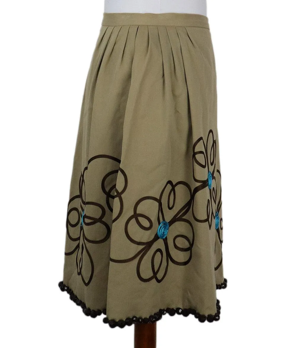 Cheap And Chic Khaki Cotton Beaded Skirt sz 8