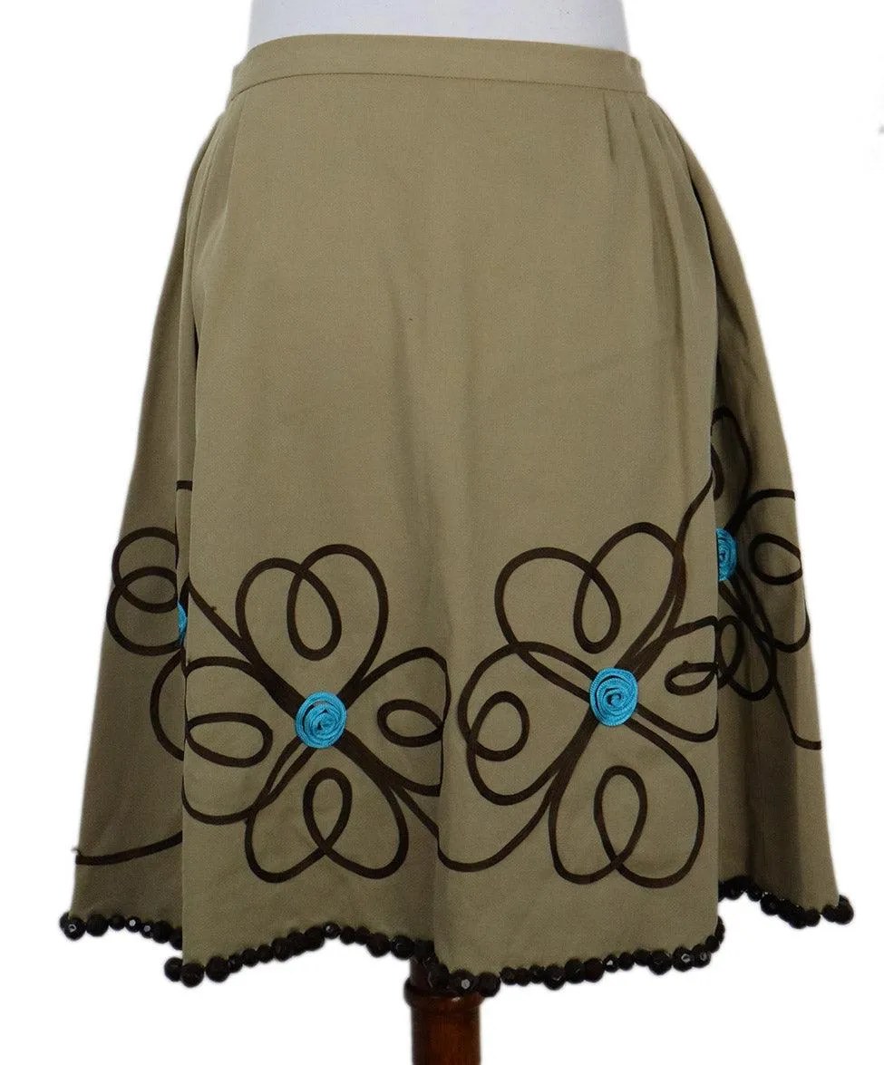 Cheap And Chic Khaki Cotton Beaded Skirt sz 8