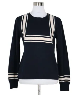 Chloe Navy & Beige Striped Wool Sweater sz 6