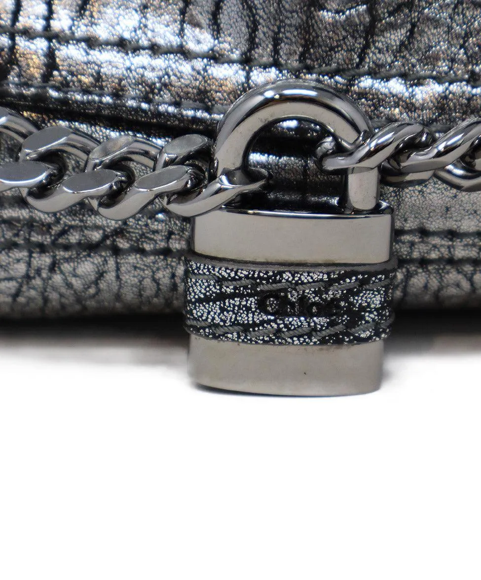 Chloe Silver Grained Leather Paddington Bag