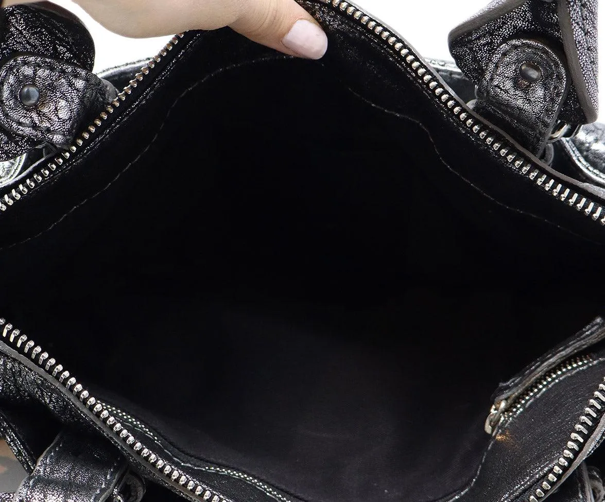 Chloe Silver Grained Leather Paddington Bag