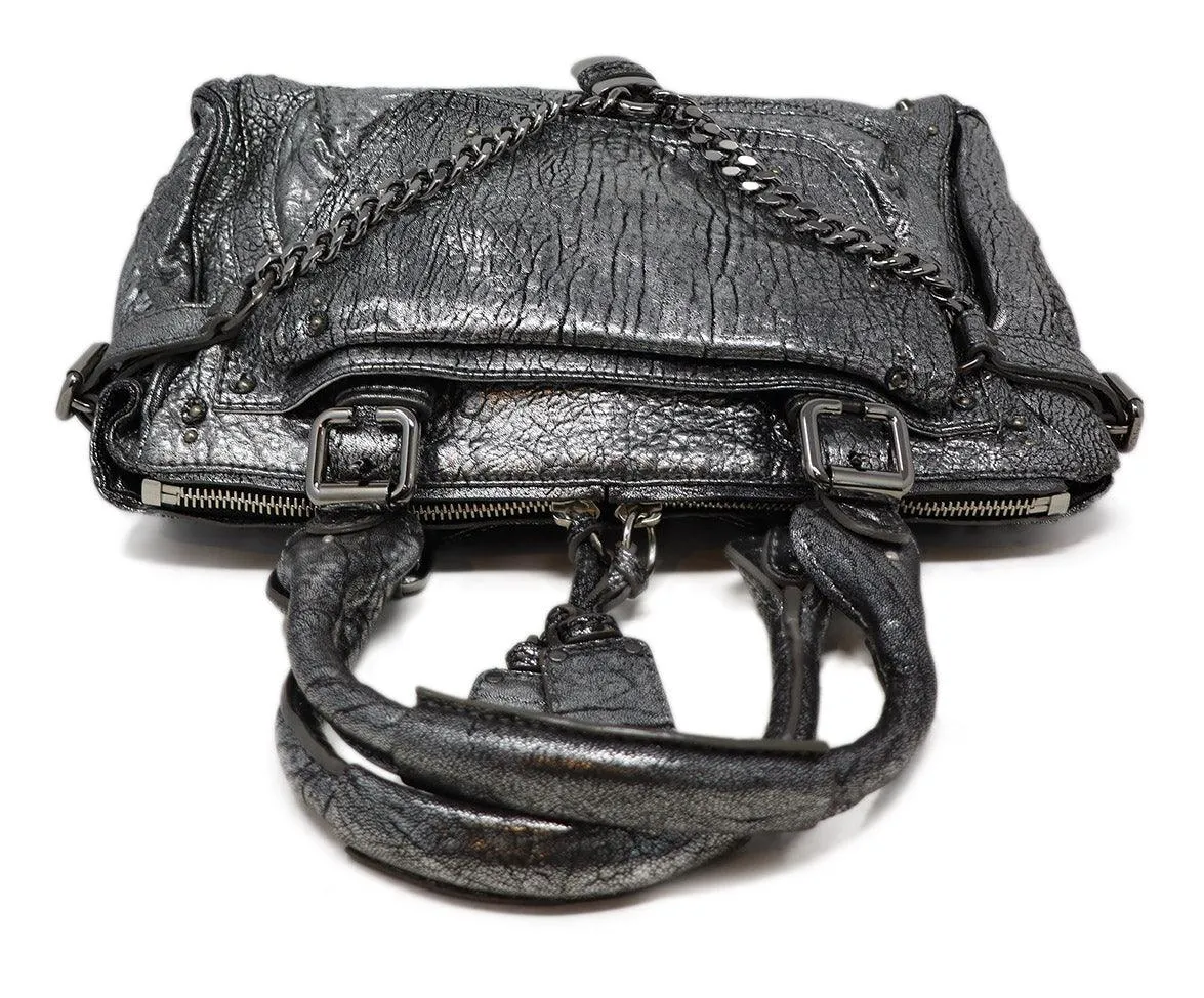 Chloe Silver Grained Leather Paddington Bag