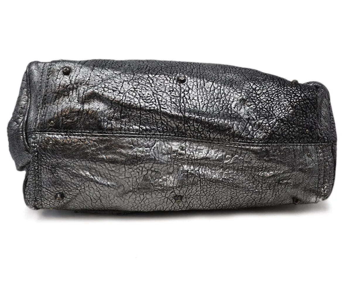 Chloe Silver Grained Leather Paddington Bag