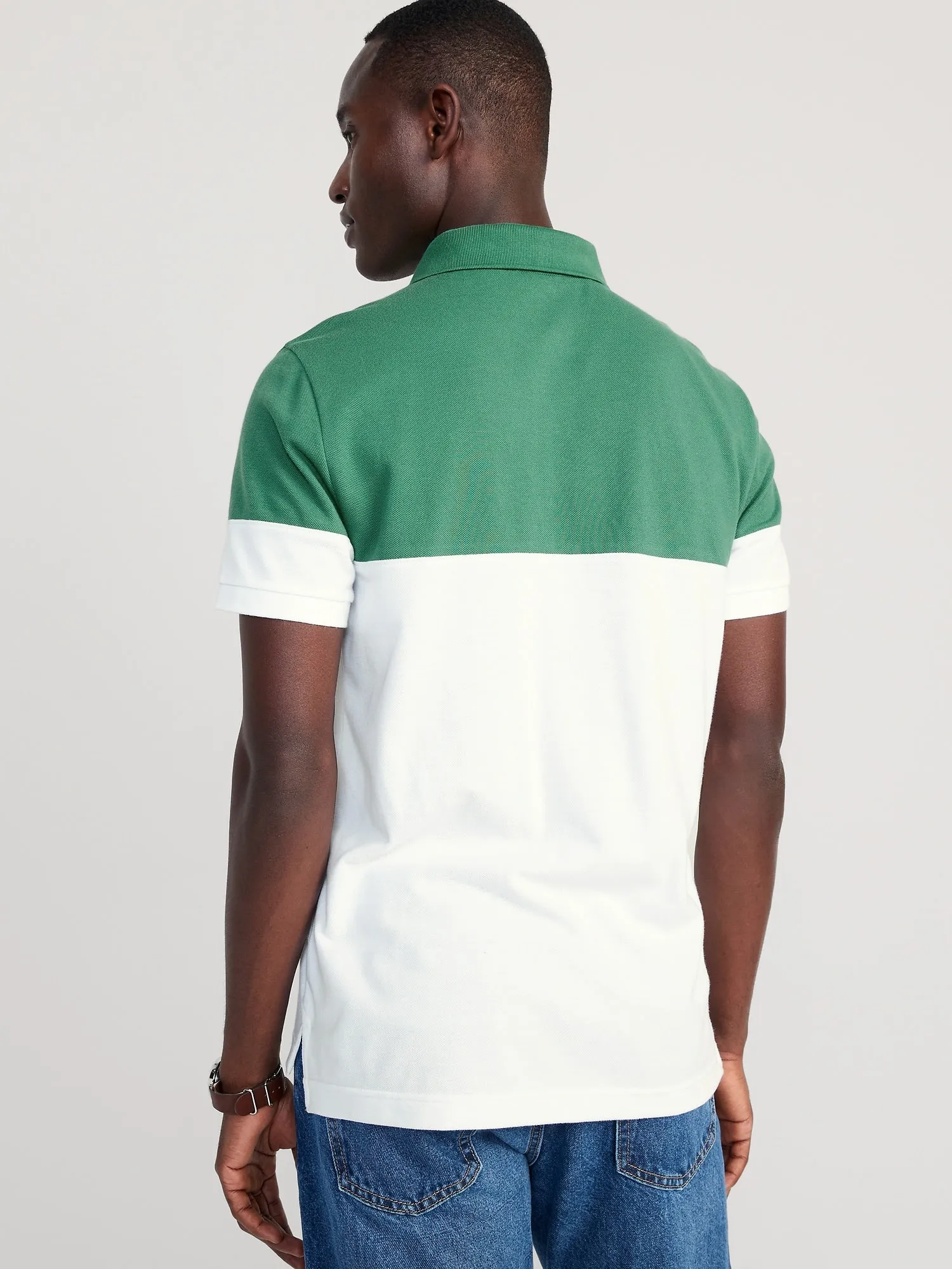 Color-block Classic Fit Pique Polo For Men