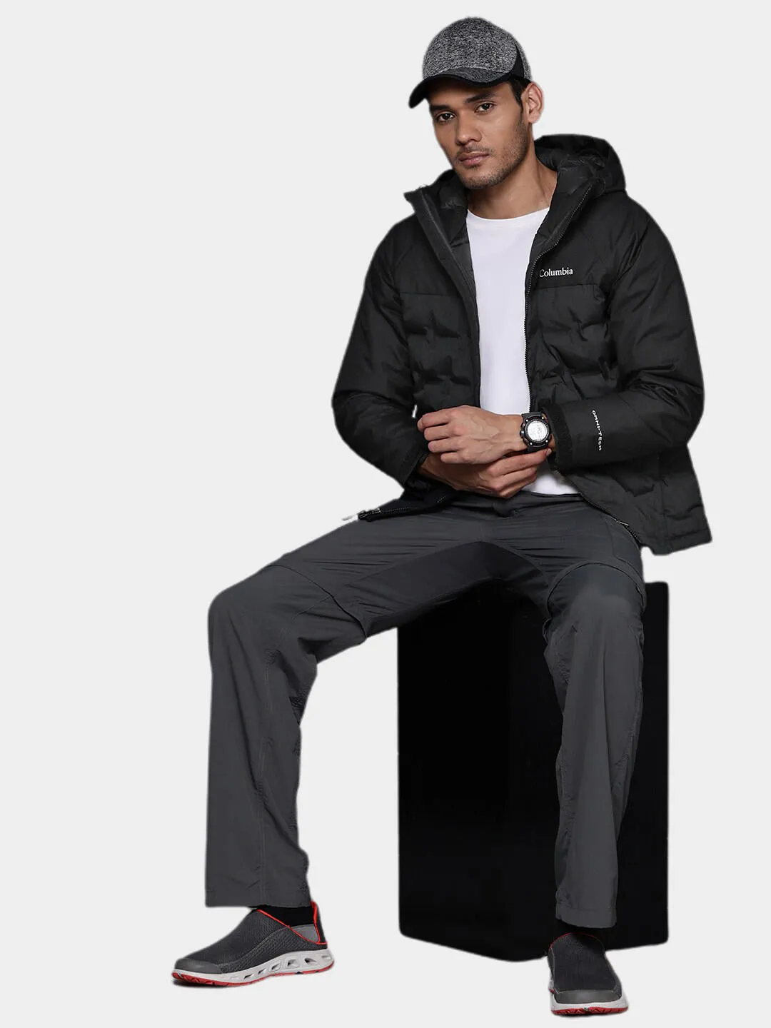 Columbia Men Black Omni-Heat Infinity Grand Trek II Hooded Down Jacket