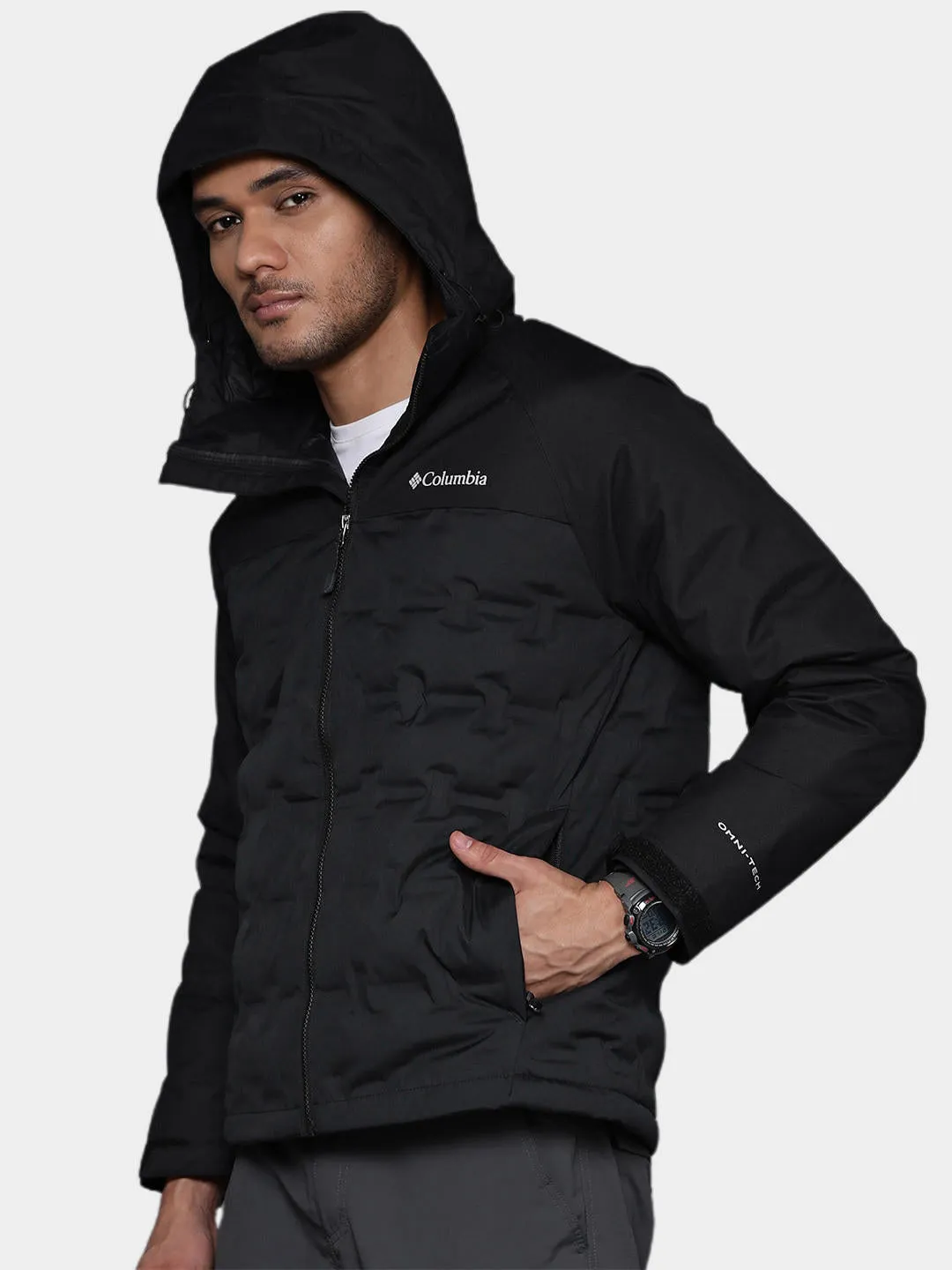 Columbia Men Black Omni-Heat Infinity Grand Trek II Hooded Down Jacket