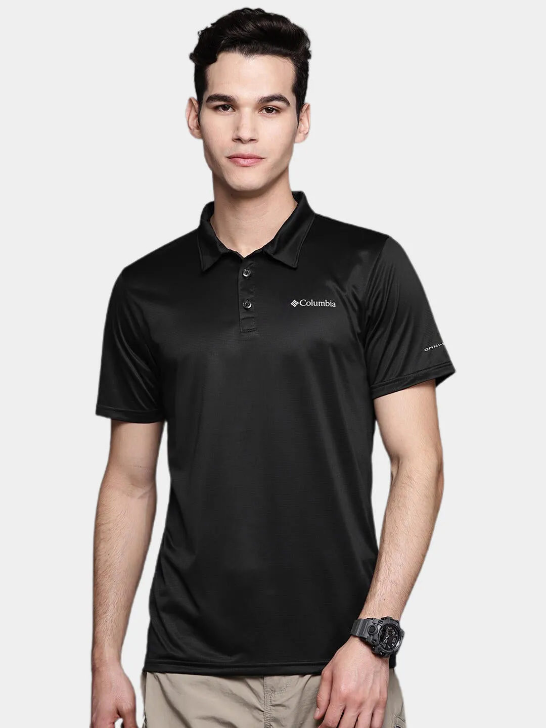 Columbia Men Black Omni-Wick Hike Polo Tshirt