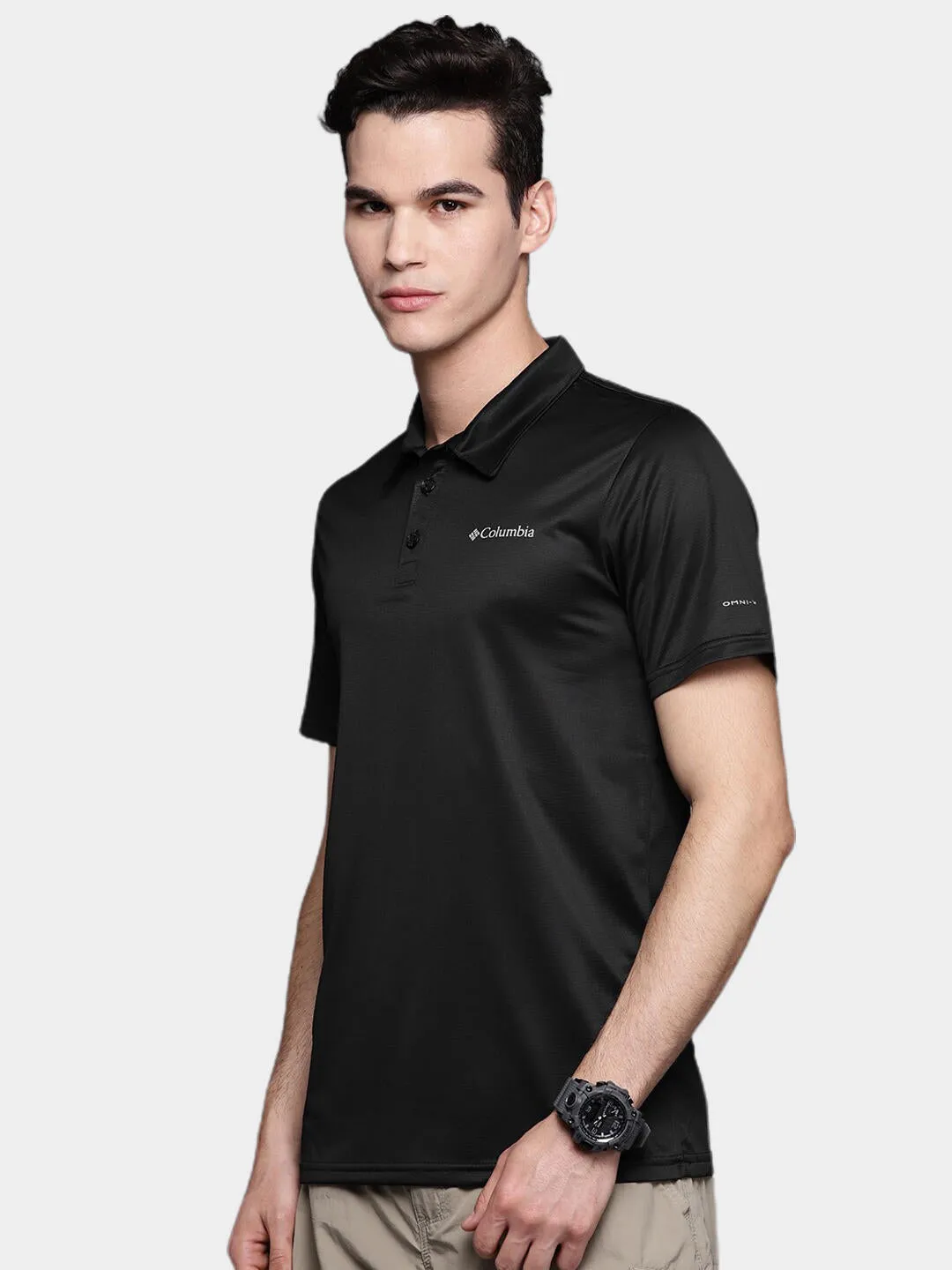 Columbia Men Black Omni-Wick Hike Polo Tshirt