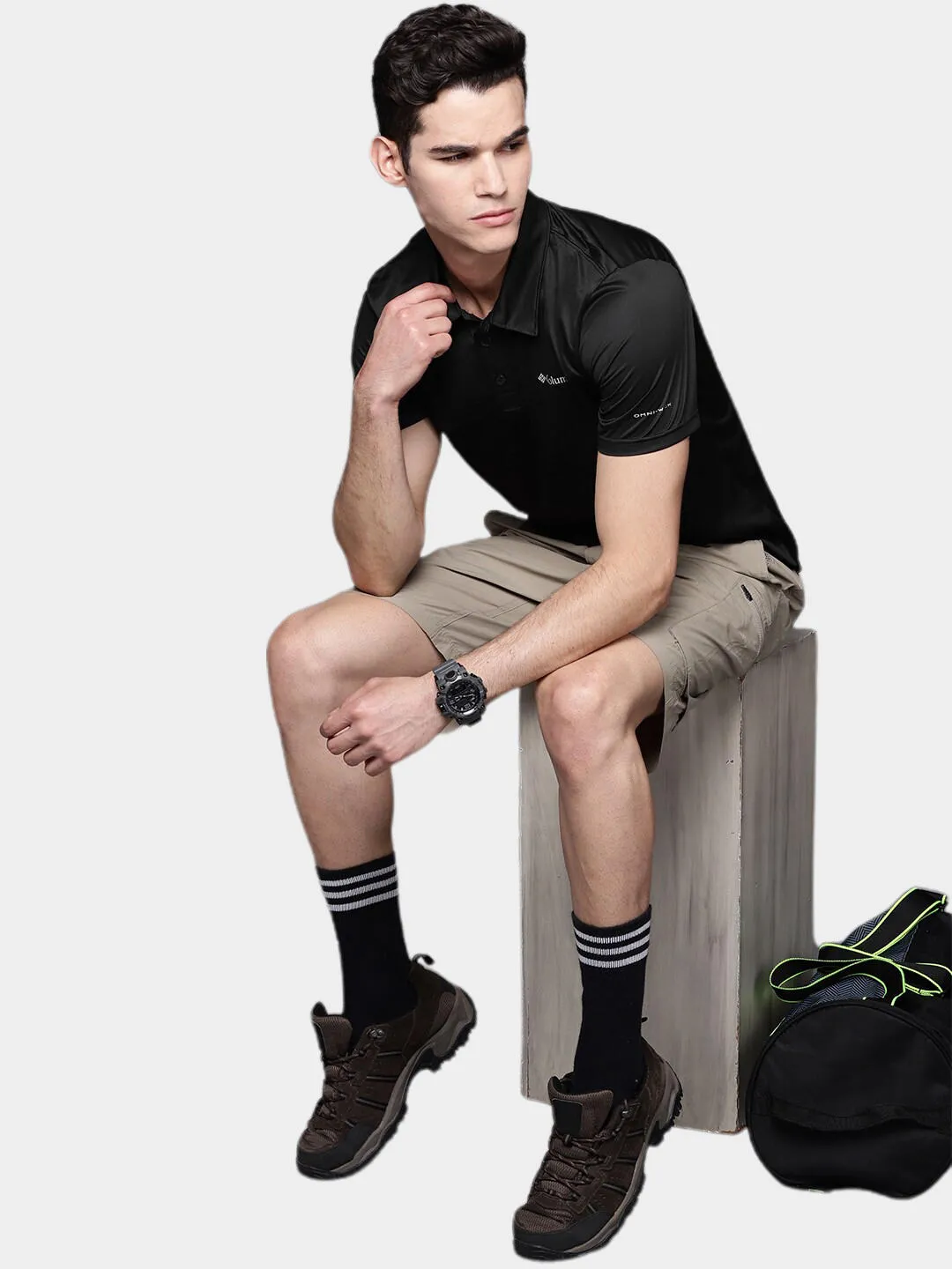 Columbia Men Black Omni-Wick Hike Polo Tshirt
