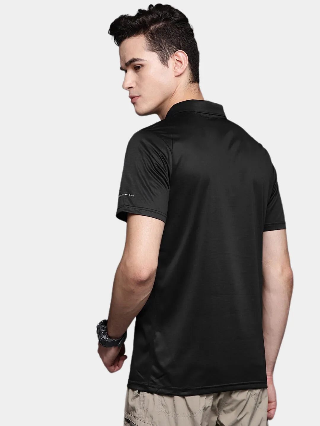 Columbia Men Black Omni-Wick Hike Polo Tshirt