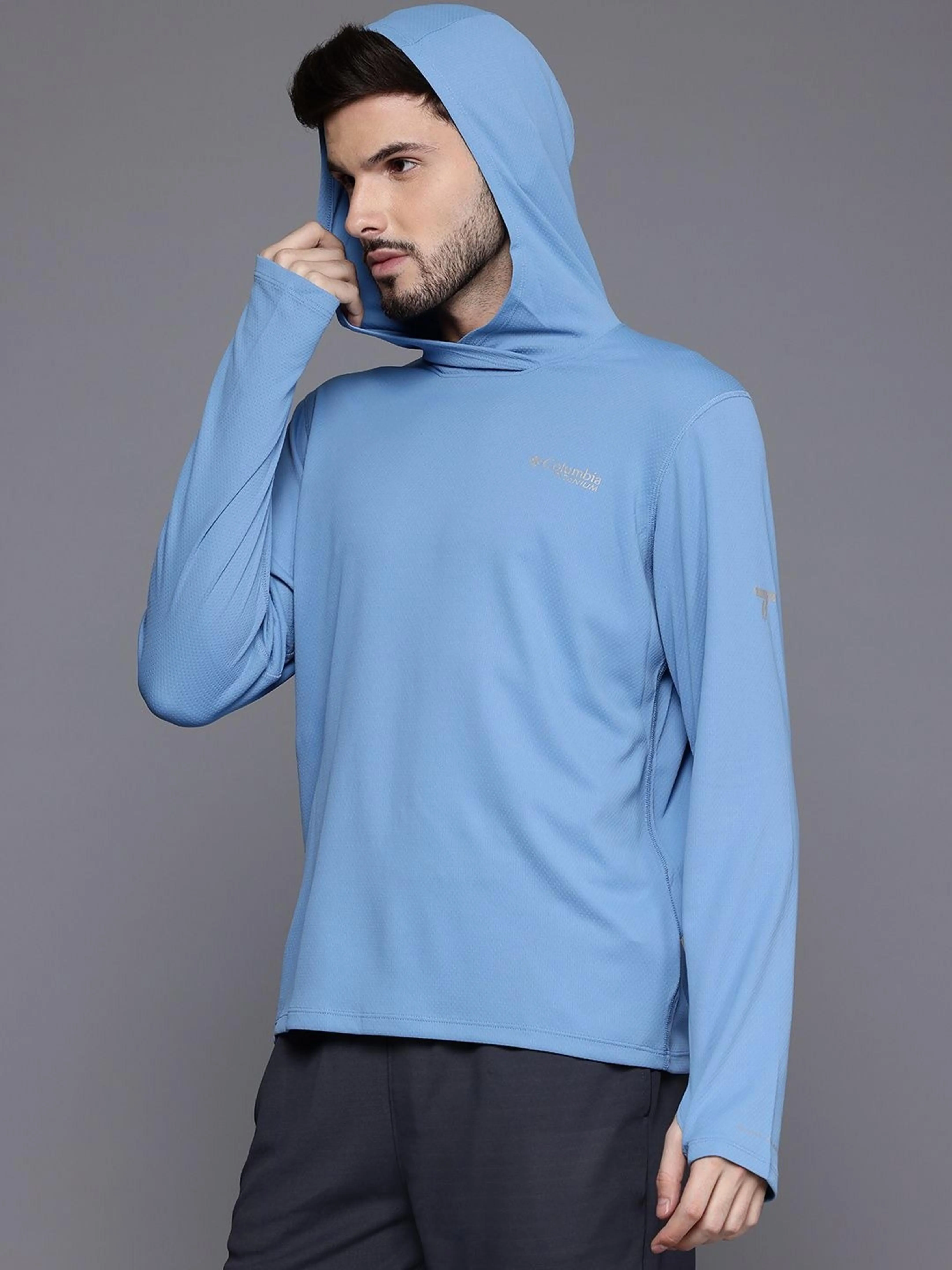Columbia Men Blue Omni-Shade Summit Valley Hoodie