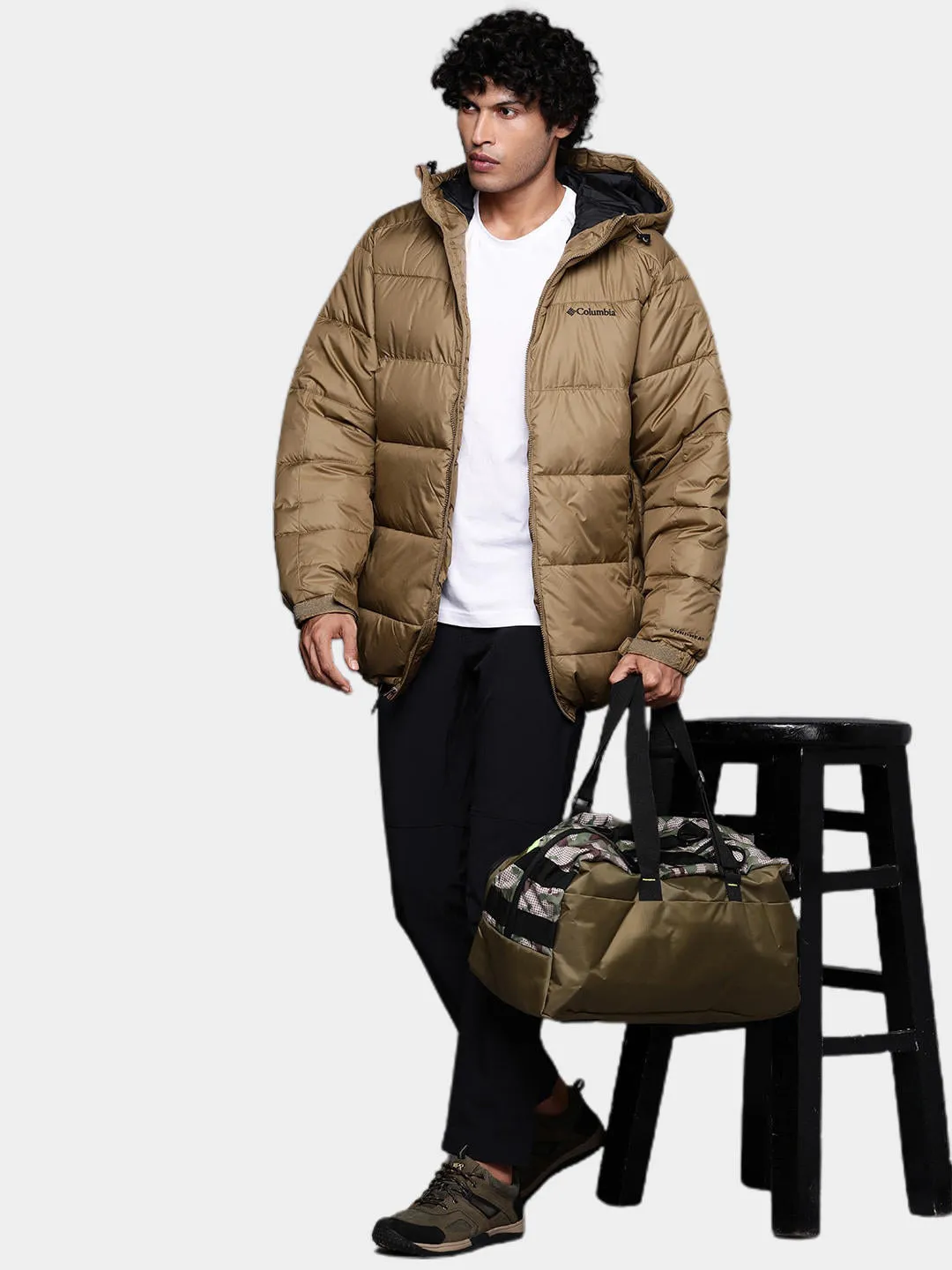 Columbia Men Brown Omni-Heat Reflective Pike Lake Parka Parka Jacket