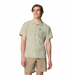 Columbia Men Green Omni-Shade Tech Trail Utility Printed Woven Short Sleeve Shirt