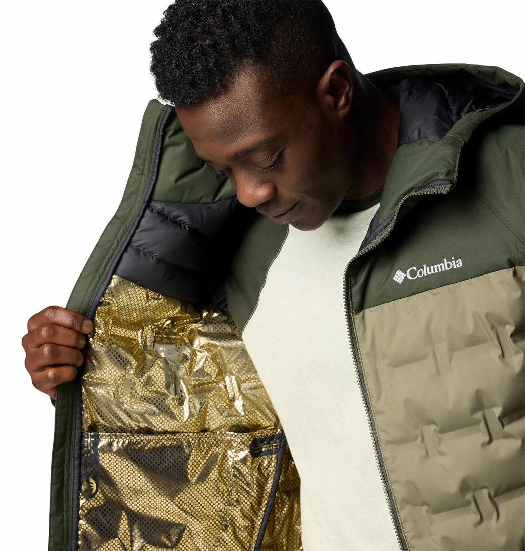 Columbia Men Olive Omni-Heat Infinity Grand Trek III Hooded Down Jacket