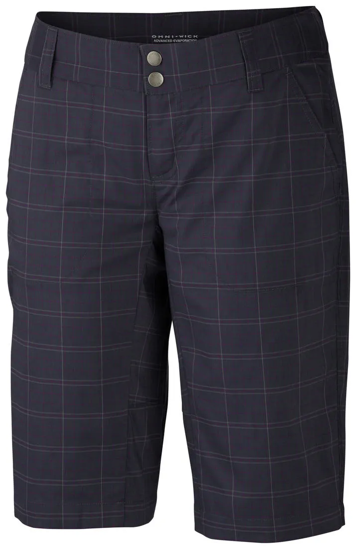Columbia Women Blue Omni-Wick Saturday Trail II Plaid Shorts