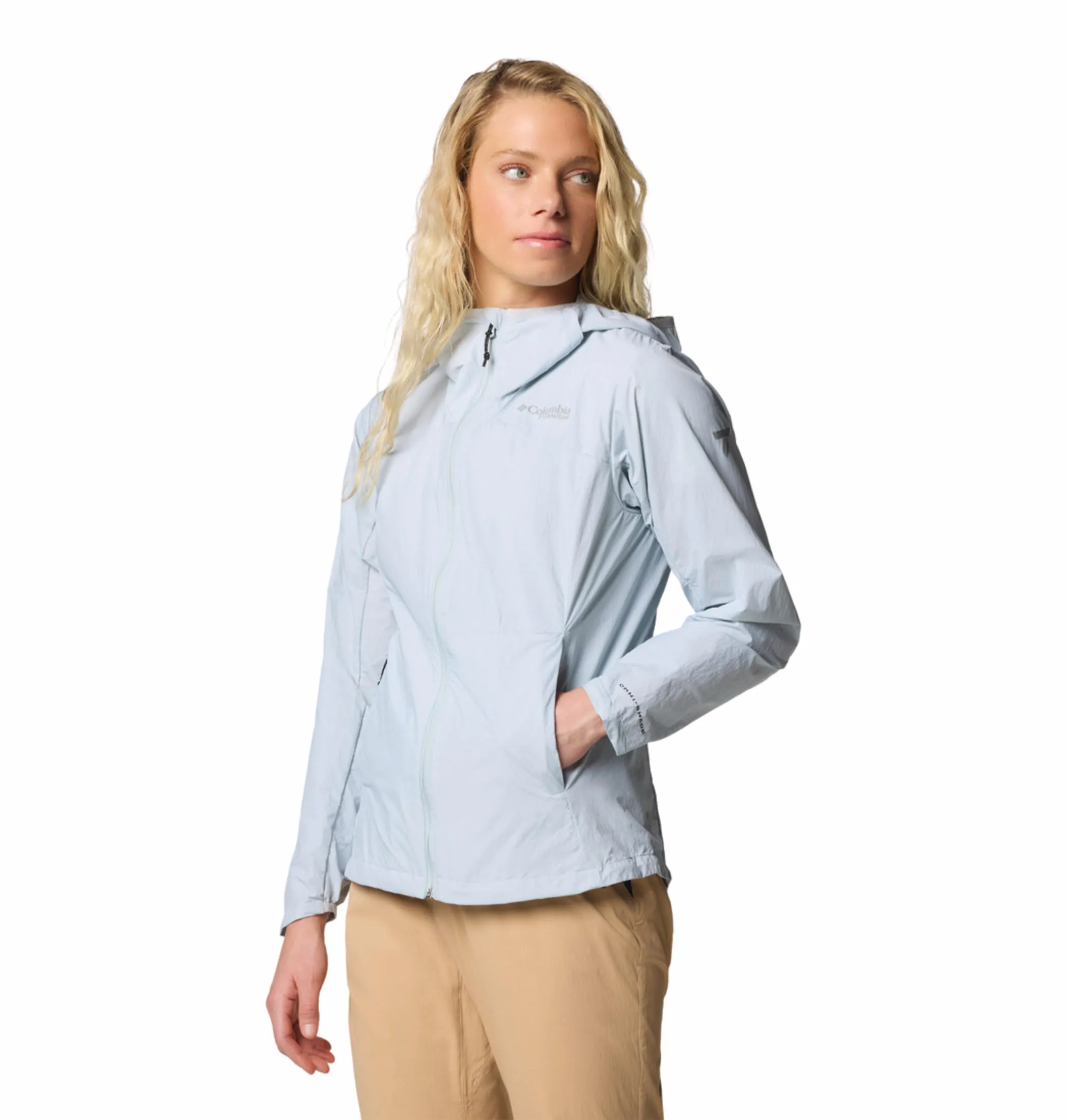 Columbia Women Grey Omni-Shade Loop Trail III Windbreaker Jacket