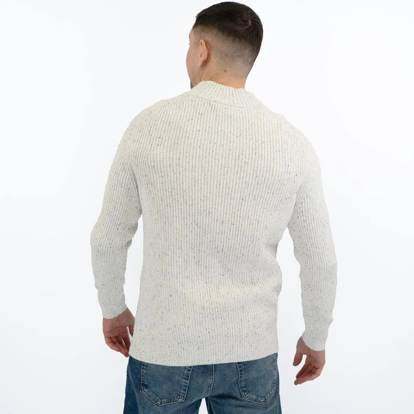 Crew Clothing Mens Chunky Knit Jacket White Flecks