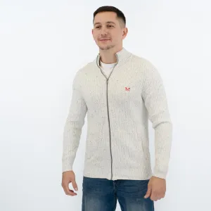 Crew Clothing Mens Chunky Knit Jacket White Flecks
