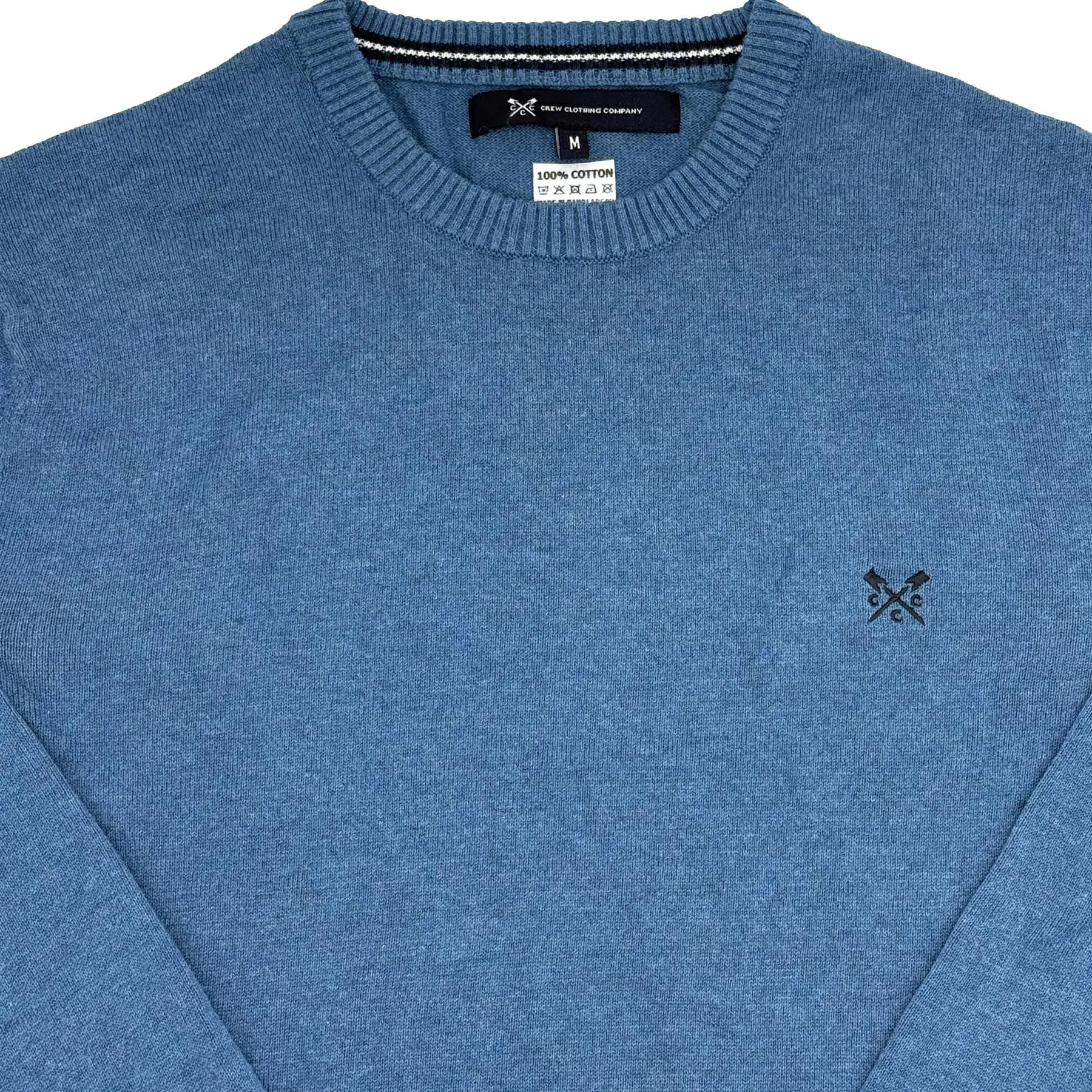 Crew Clothing Mens Knitted Jumper Long Sleeve Blue