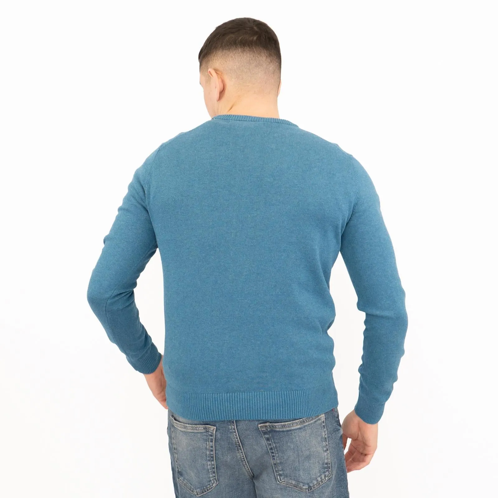 Crew Clothing Mens Knitted Jumper Long Sleeve Blue