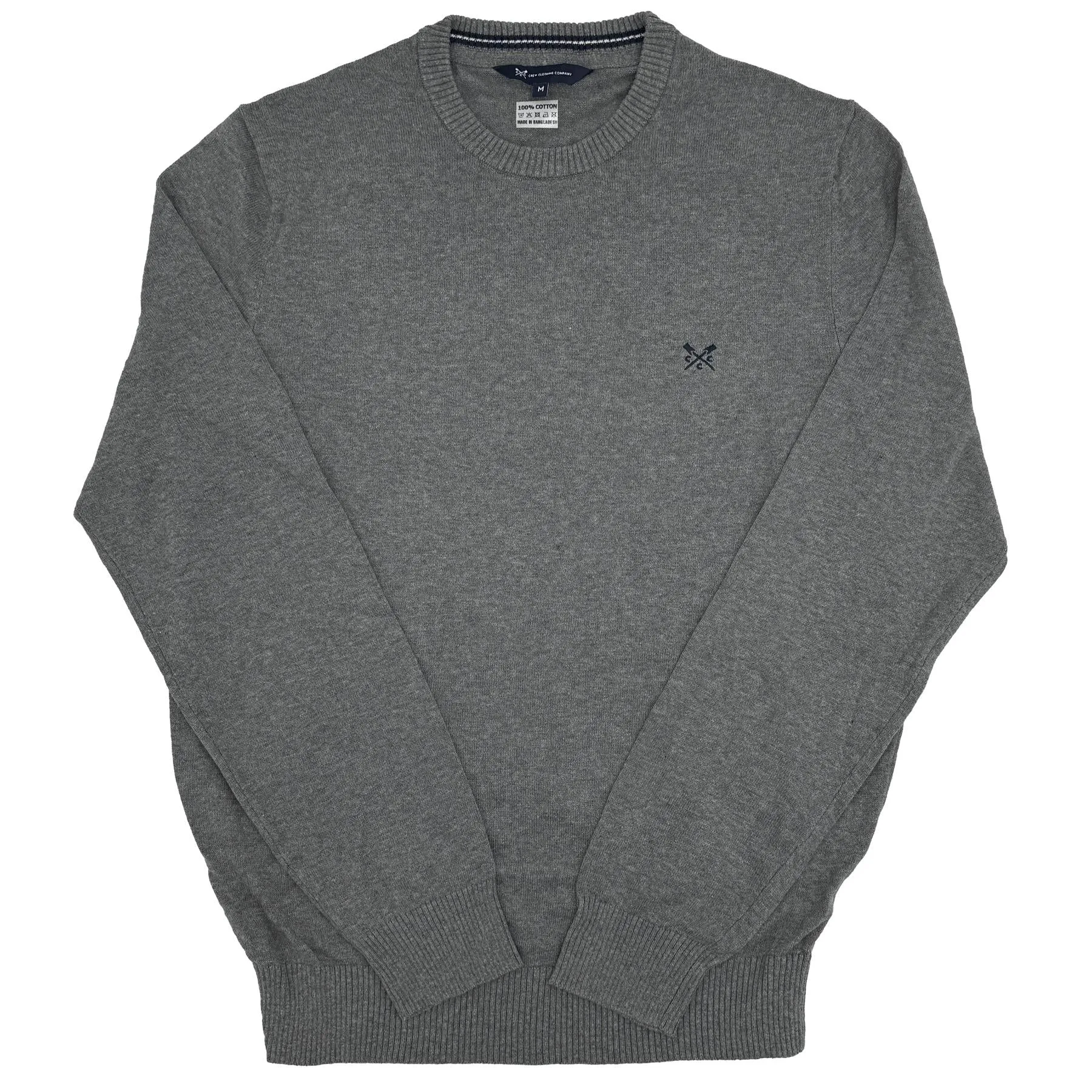 Crew Clothing Mens Knitted Jumper Long Sleeve Grey