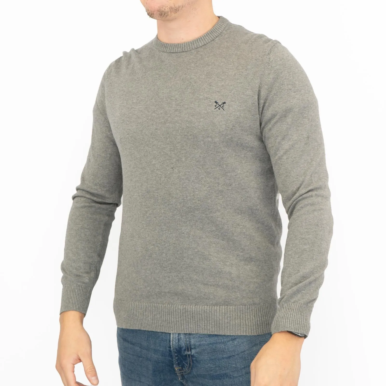Crew Clothing Mens Knitted Jumper Long Sleeve Grey