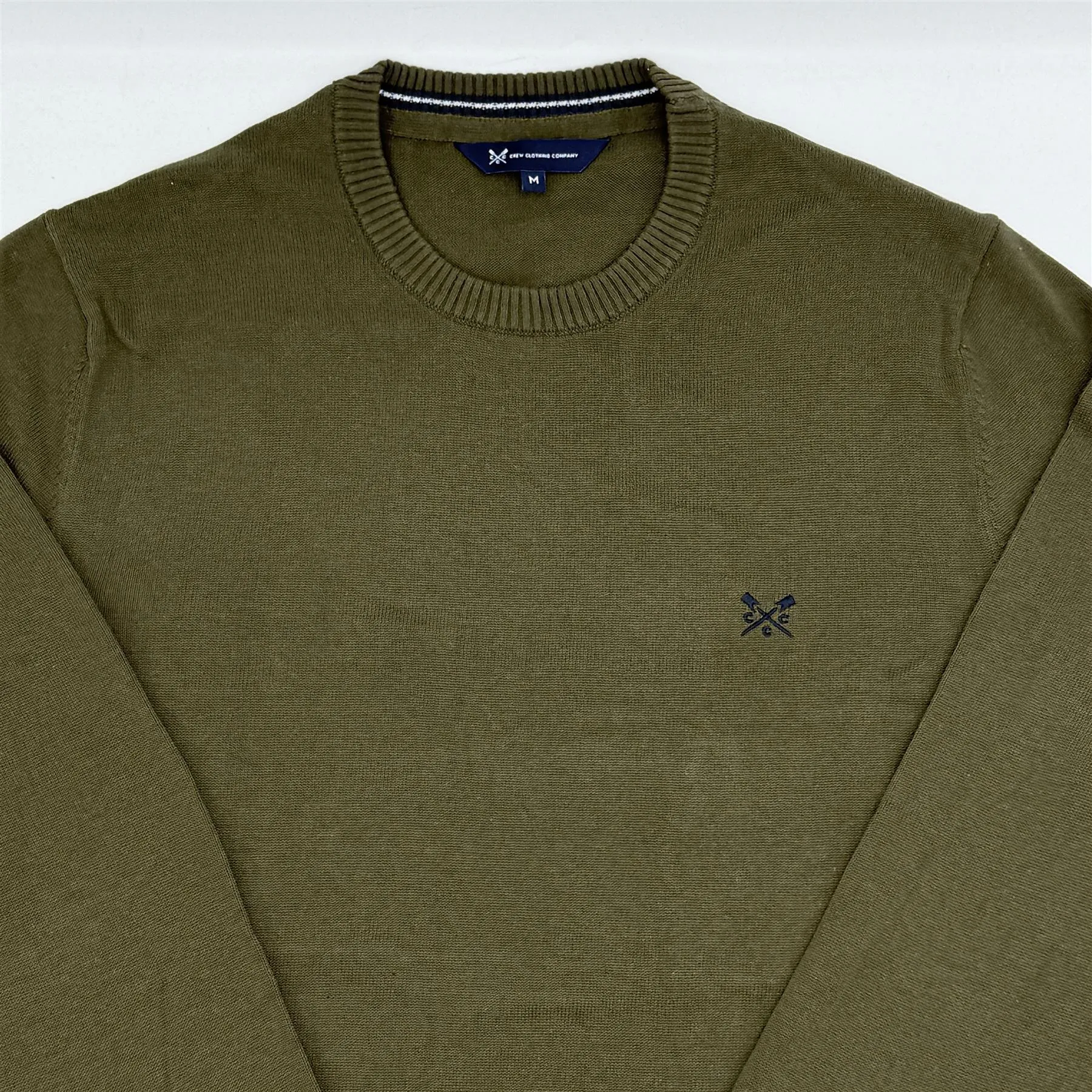 Crew Clothing Mens Knitted Jumper Long Sleeve Khaki Green