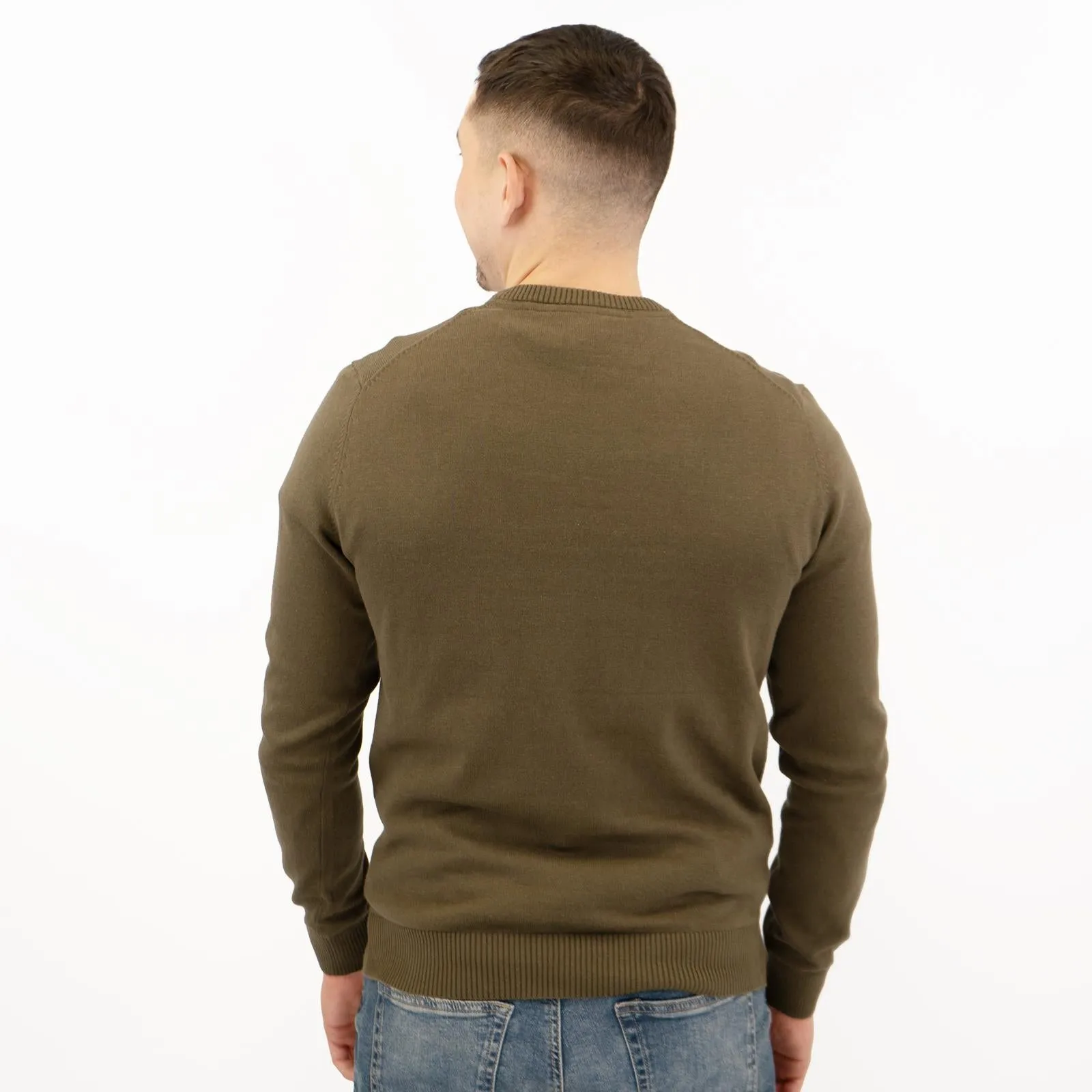 Crew Clothing Mens Knitted Jumper Long Sleeve Khaki Green