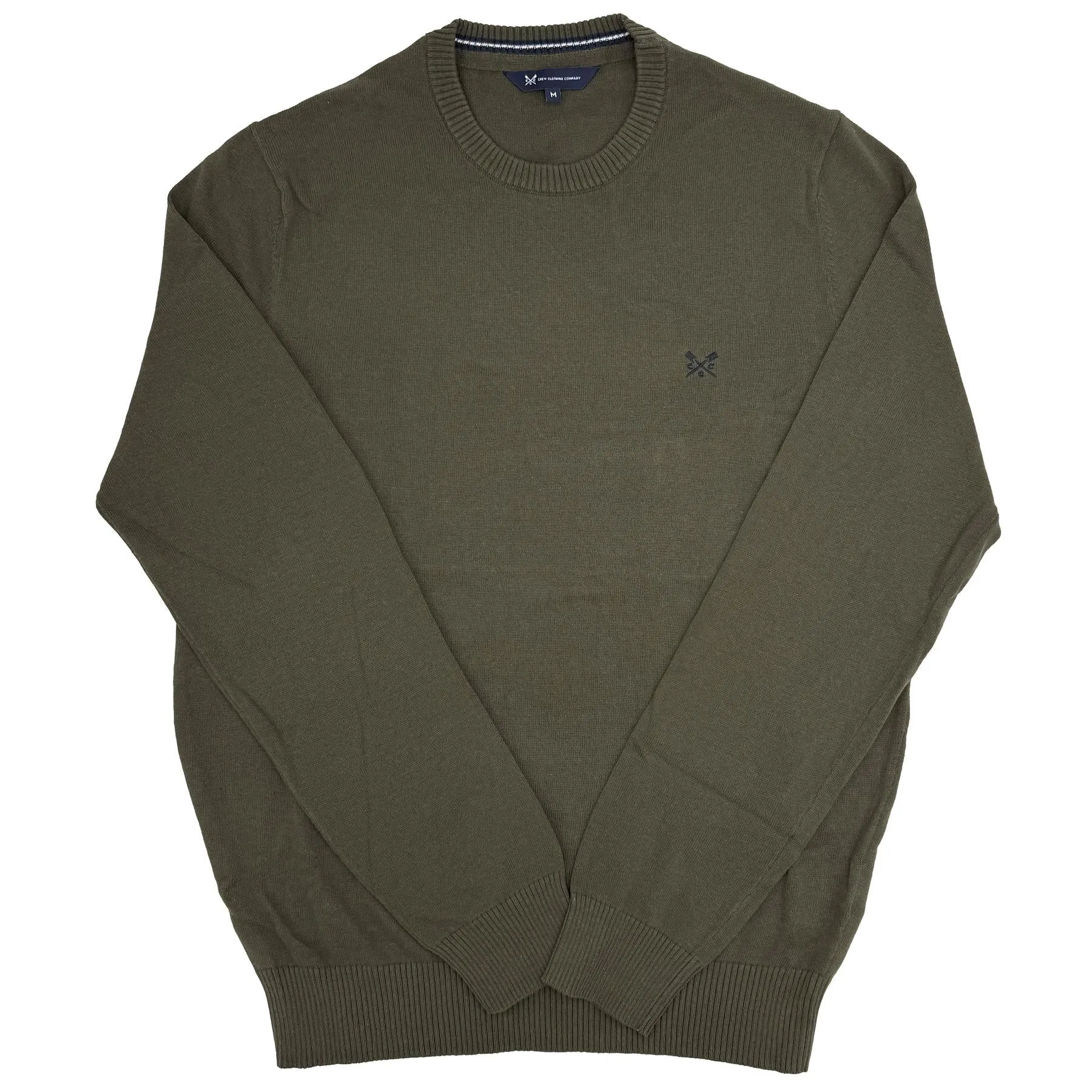 Crew Clothing Mens Knitted Jumper Long Sleeve Khaki Green