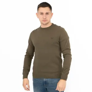 Crew Clothing Mens Knitted Jumper Long Sleeve Khaki Green