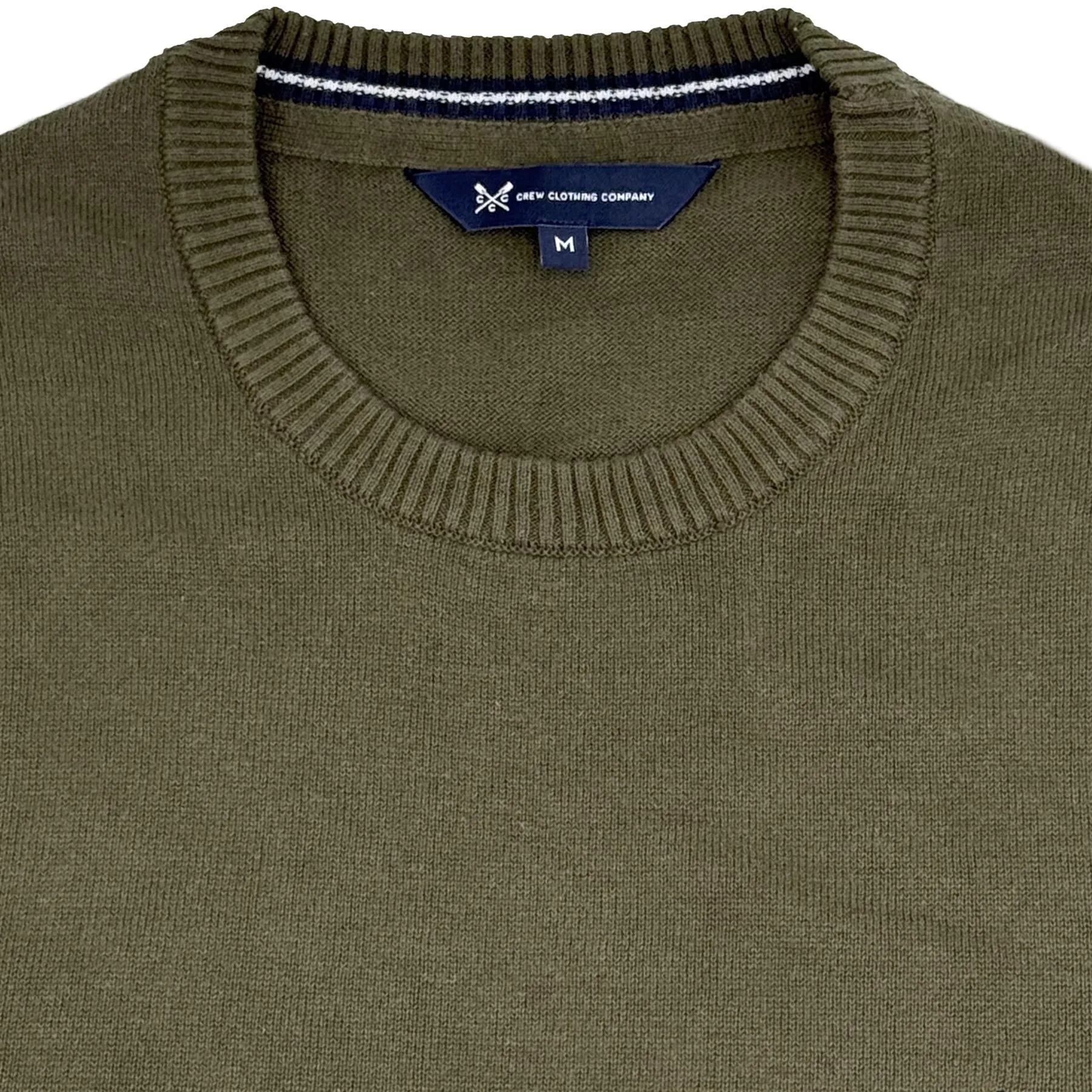 Crew Clothing Mens Knitted Jumper Long Sleeve Khaki Green