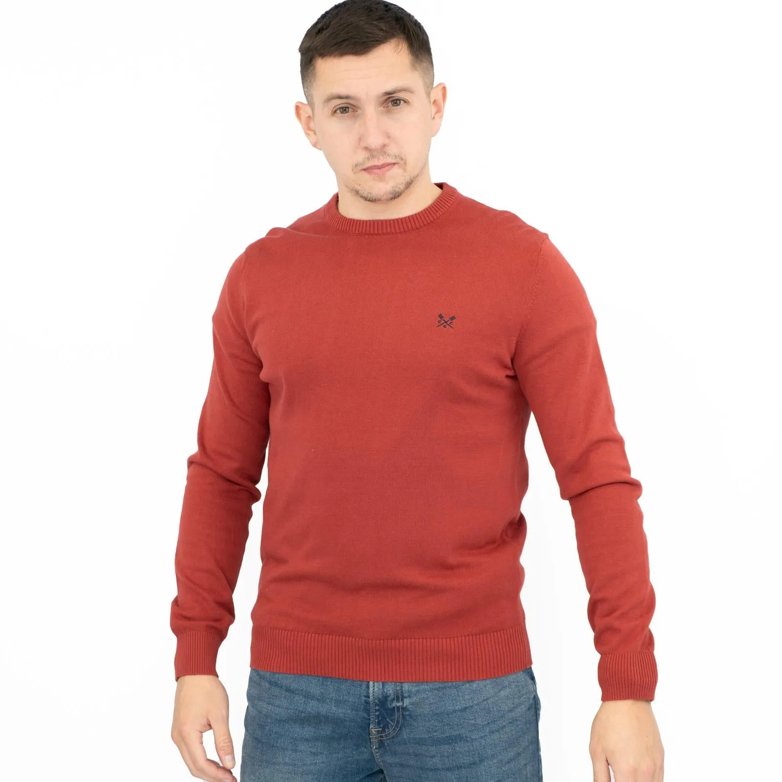 Crew Clothing Mens Knitted Jumper Long Sleeve Scarlet Red
