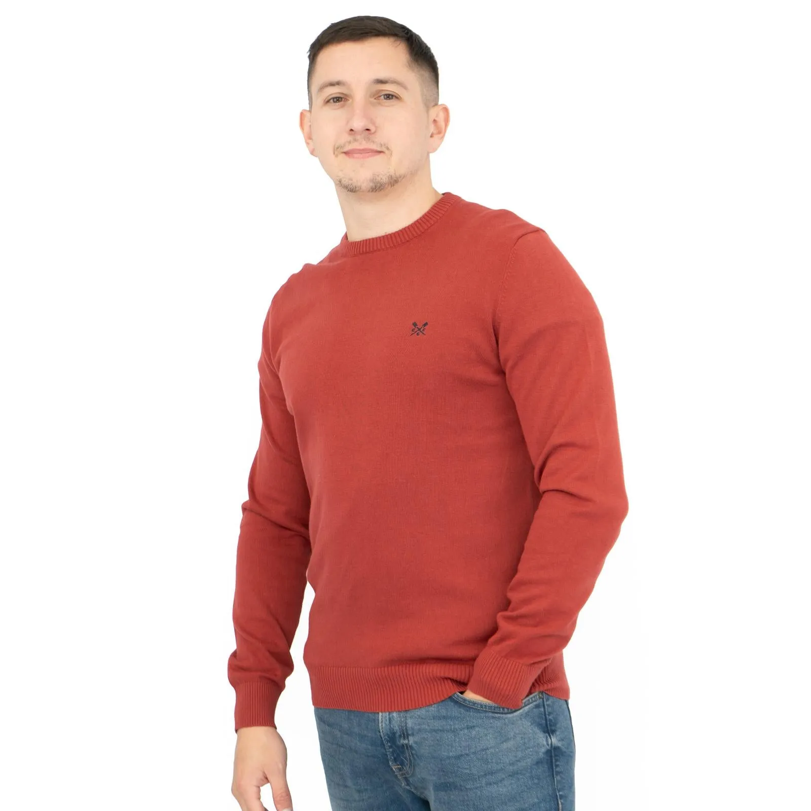 Crew Clothing Mens Knitted Jumper Long Sleeve Scarlet Red