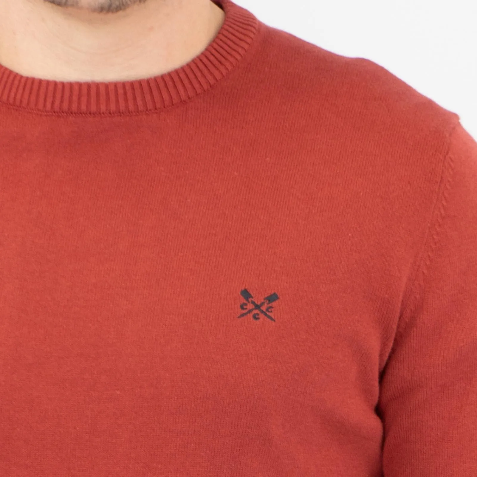 Crew Clothing Mens Knitted Jumper Long Sleeve Scarlet Red