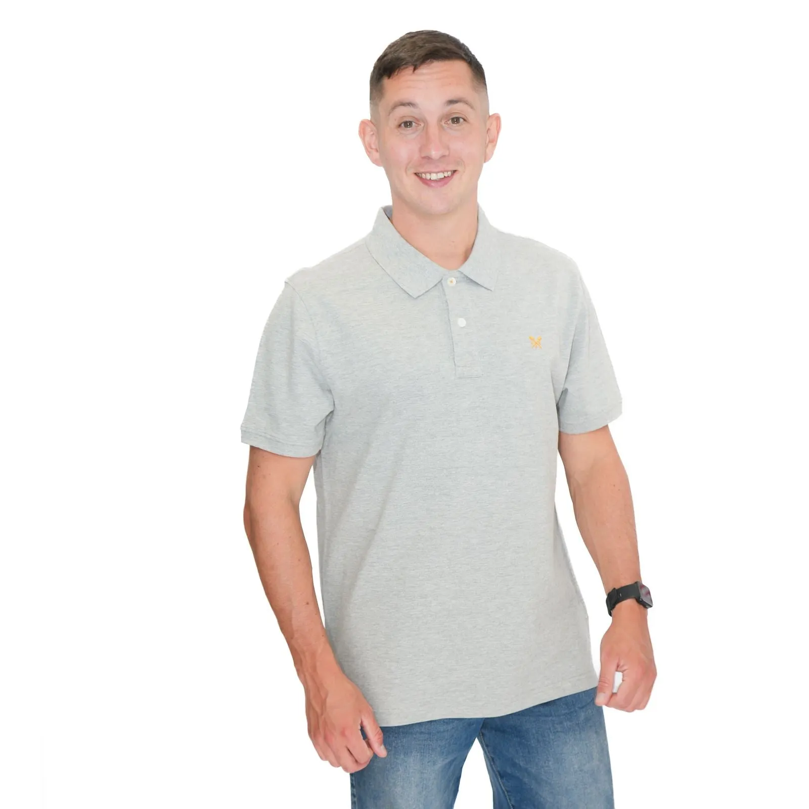 Crew Clothing Polo Shirt Classic Pique Cotton Grey
