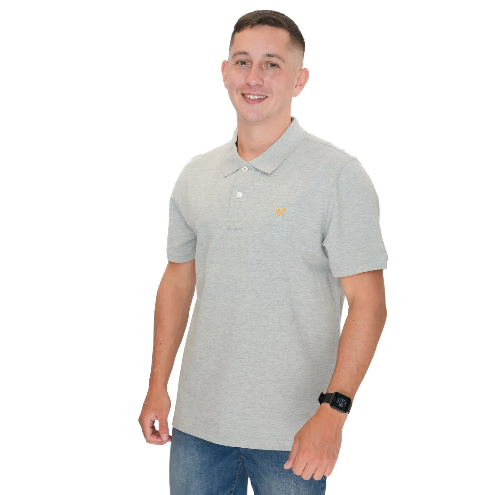 Crew Clothing Polo Shirt Classic Pique Cotton Grey