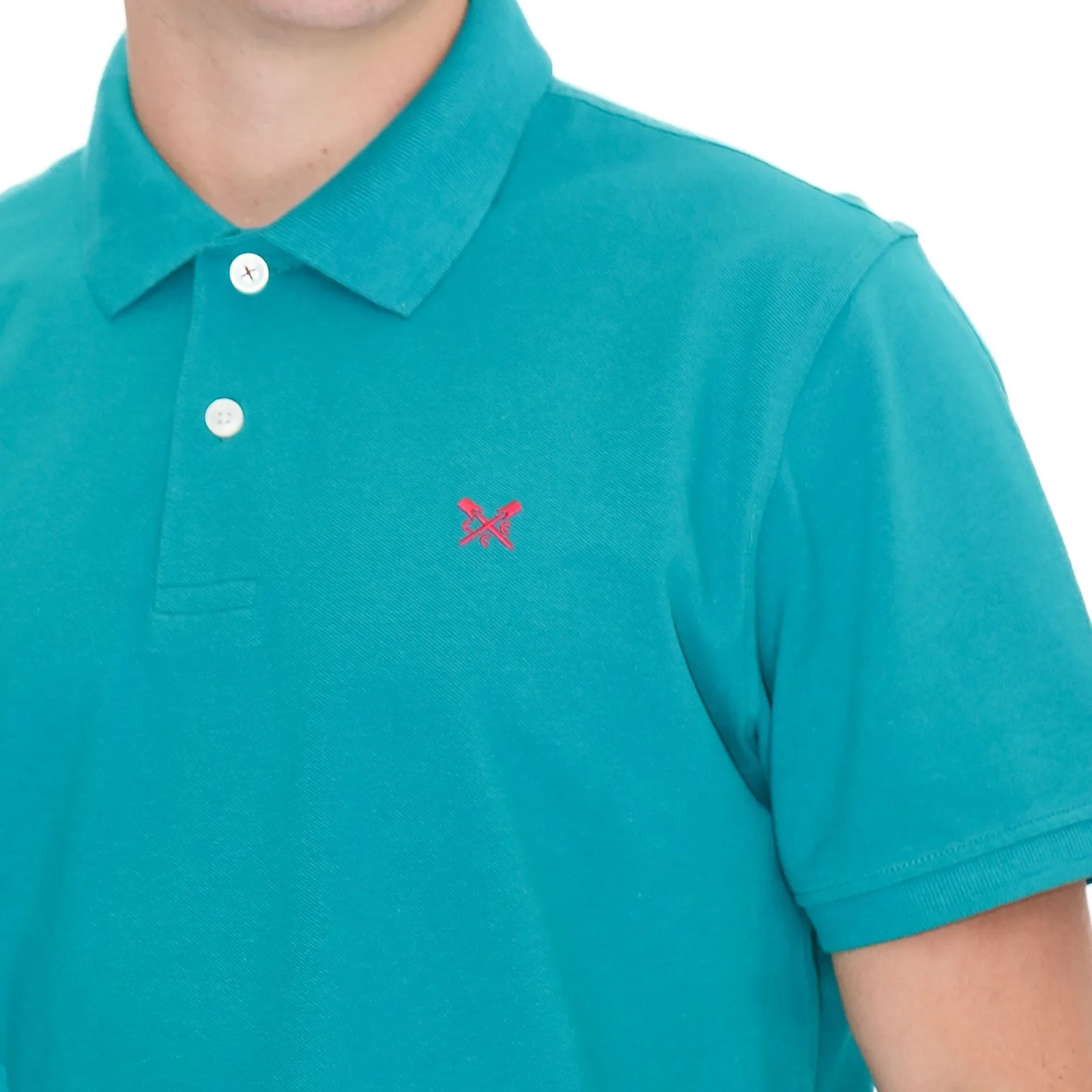 Crew Clothing Polo Shirt Classic Pique Cotton Turquoise Green