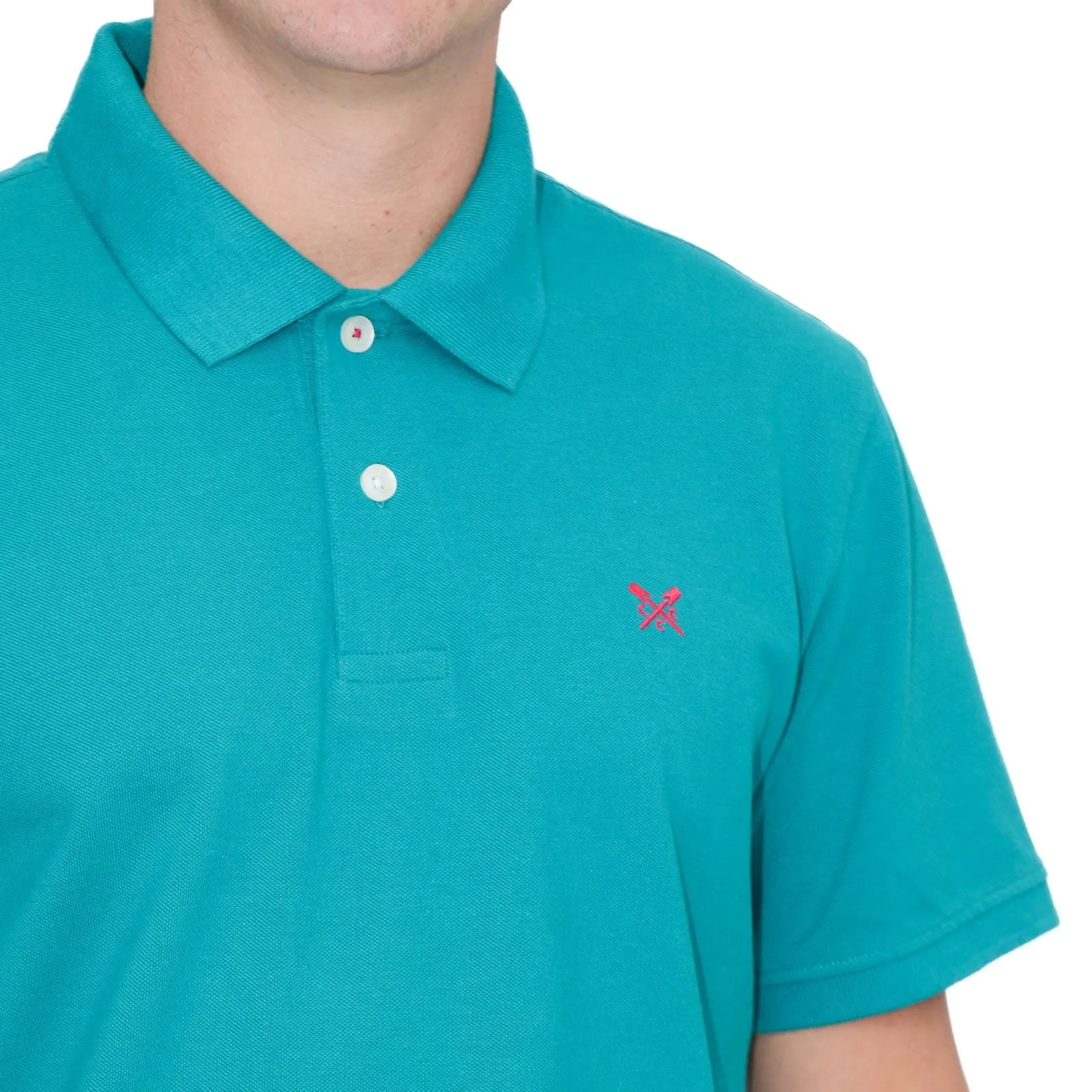 Crew Clothing Polo Shirt Classic Pique Cotton Turquoise Green