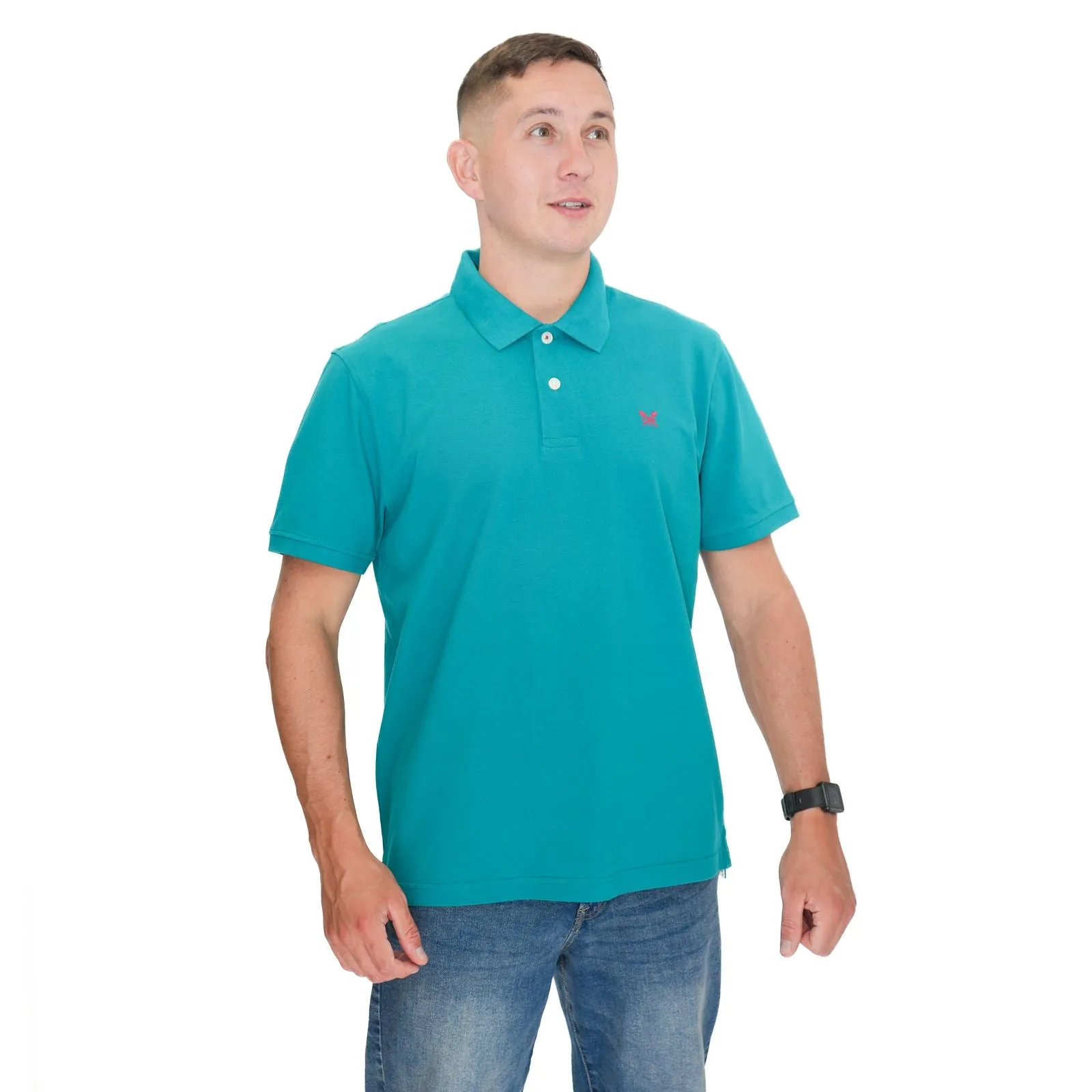 Crew Clothing Polo Shirt Classic Pique Cotton Turquoise Green
