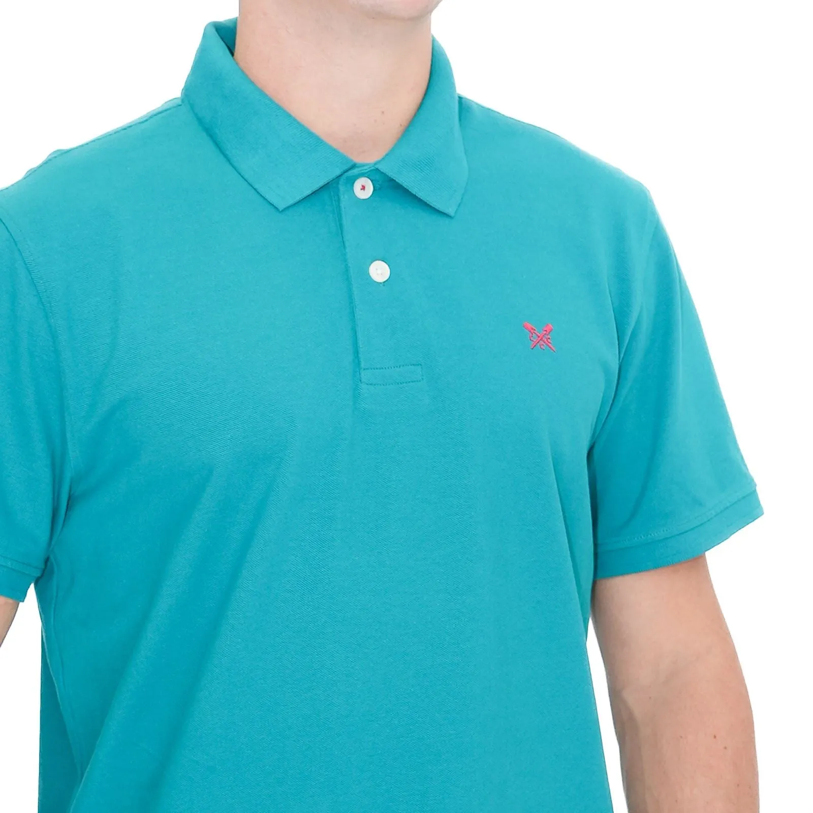 Crew Clothing Polo Shirt Classic Pique Cotton Turquoise Green