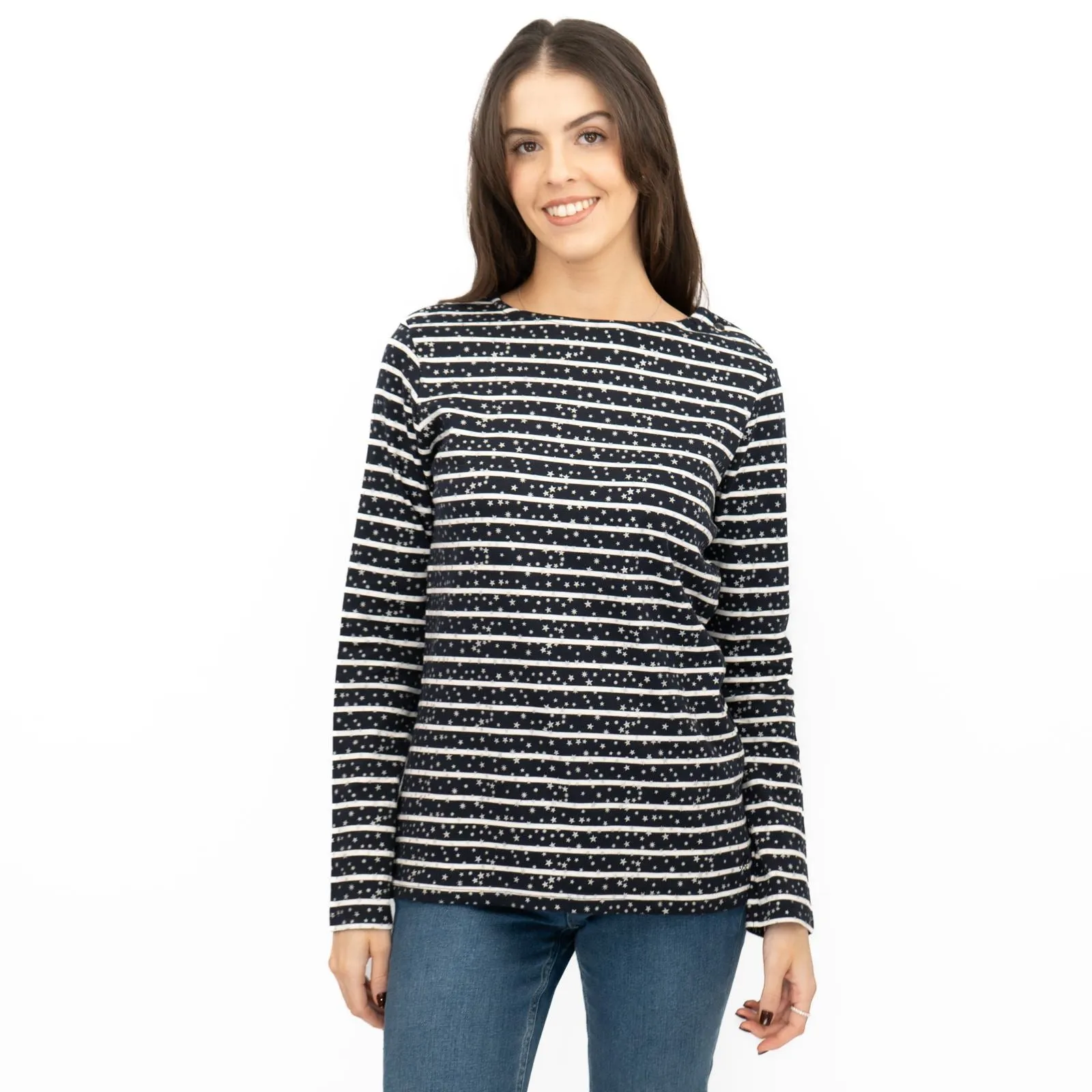 Crew Clothing Womens Navy Top Ultimate Breton Stripe Stars