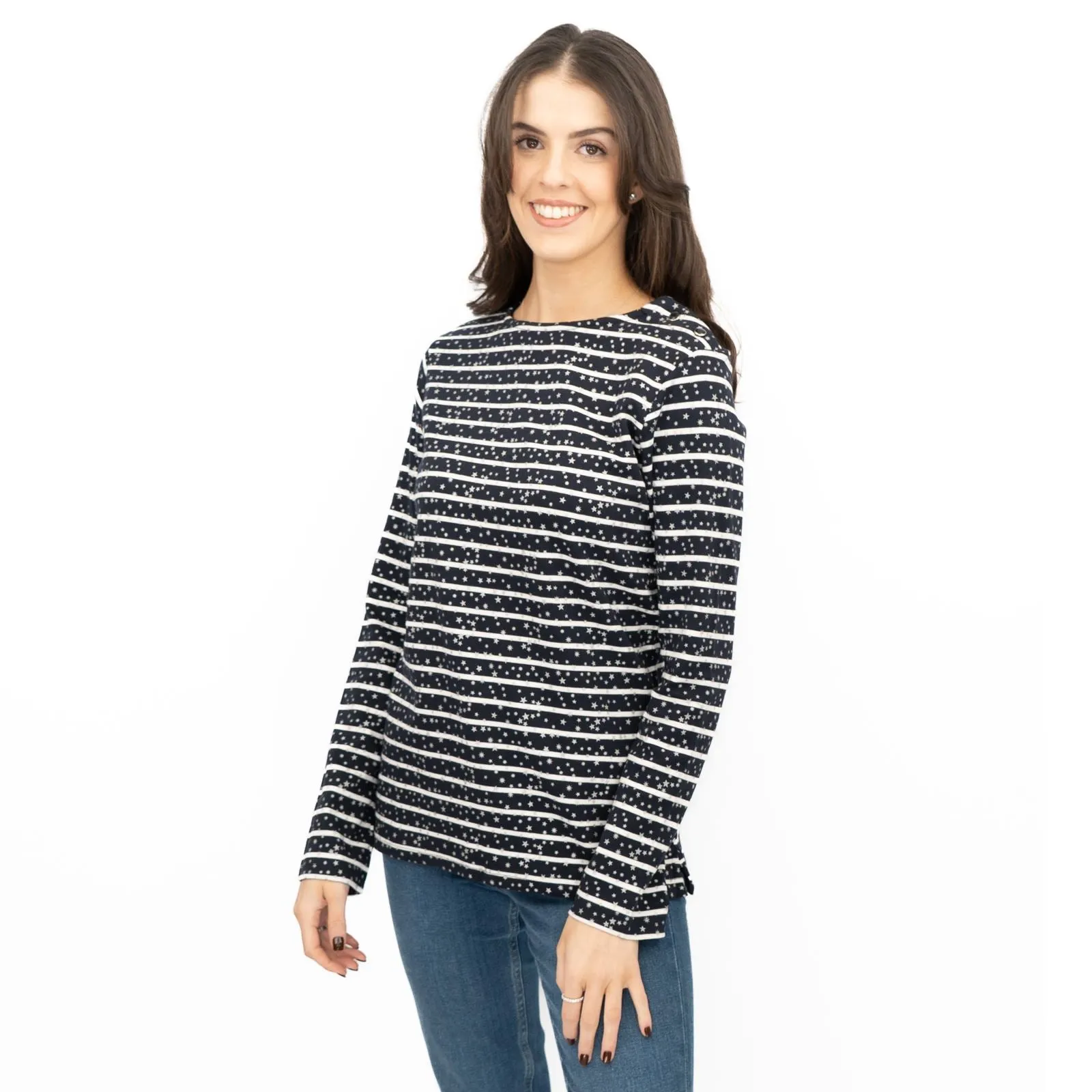 Crew Clothing Womens Navy Top Ultimate Breton Stripe Stars